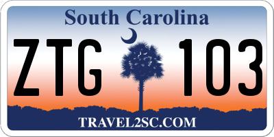 SC license plate ZTG103
