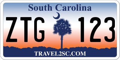 SC license plate ZTG123