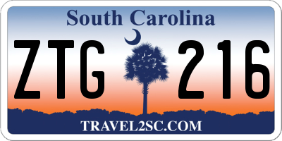 SC license plate ZTG216
