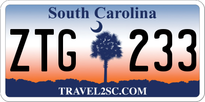 SC license plate ZTG233