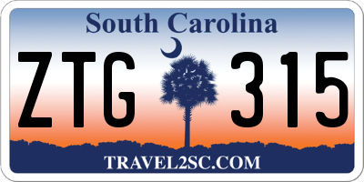 SC license plate ZTG315