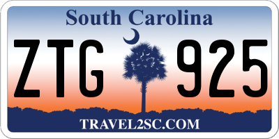 SC license plate ZTG925