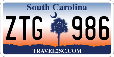 SC license plate ZTG986