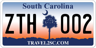 SC license plate ZTH002