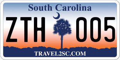 SC license plate ZTH005