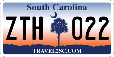 SC license plate ZTH022