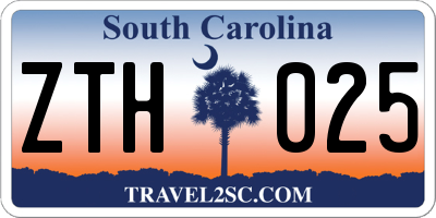 SC license plate ZTH025