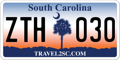 SC license plate ZTH030