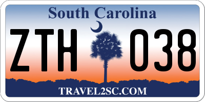 SC license plate ZTH038