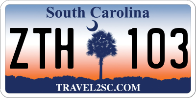 SC license plate ZTH103