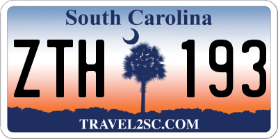SC license plate ZTH193