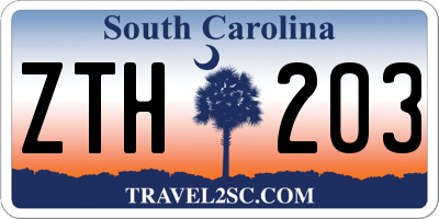 SC license plate ZTH203