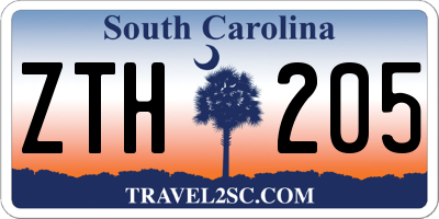 SC license plate ZTH205