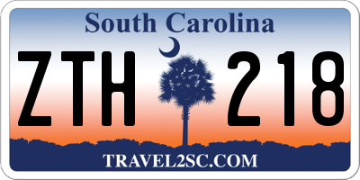 SC license plate ZTH218