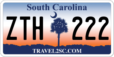SC license plate ZTH222