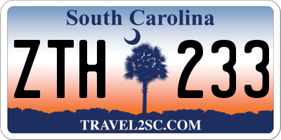 SC license plate ZTH233