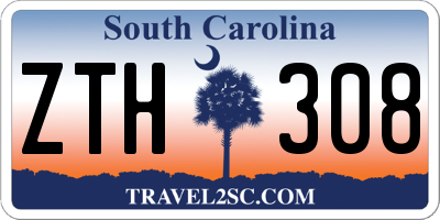 SC license plate ZTH308