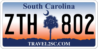 SC license plate ZTH802