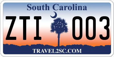SC license plate ZTI003