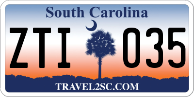 SC license plate ZTI035