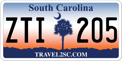 SC license plate ZTI205