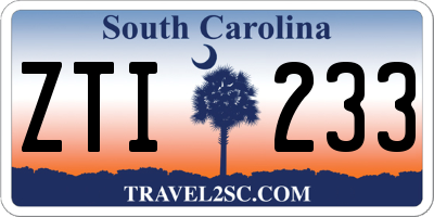 SC license plate ZTI233
