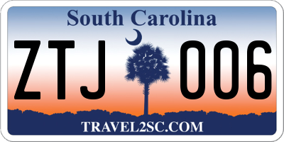SC license plate ZTJ006