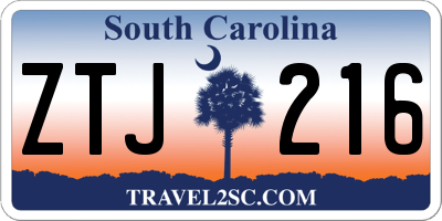 SC license plate ZTJ216