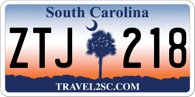 SC license plate ZTJ218