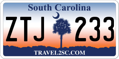 SC license plate ZTJ233