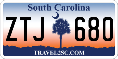 SC license plate ZTJ680