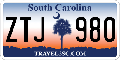 SC license plate ZTJ980