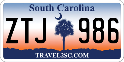 SC license plate ZTJ986