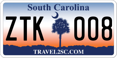 SC license plate ZTK008