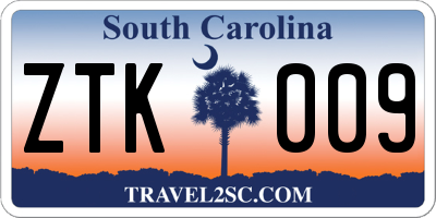 SC license plate ZTK009