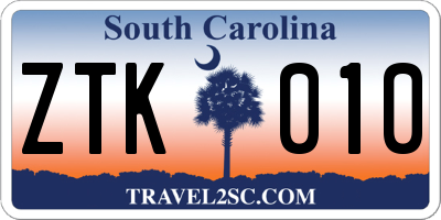 SC license plate ZTK010