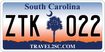 SC license plate ZTK022