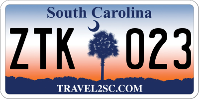 SC license plate ZTK023