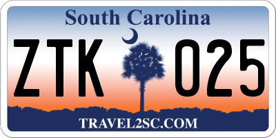 SC license plate ZTK025
