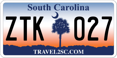 SC license plate ZTK027