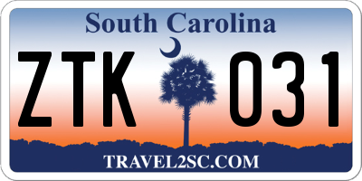 SC license plate ZTK031