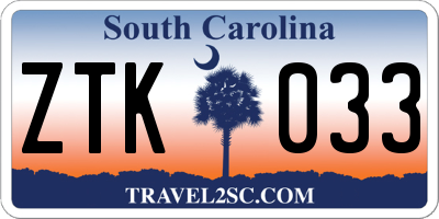 SC license plate ZTK033