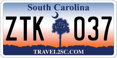 SC license plate ZTK037