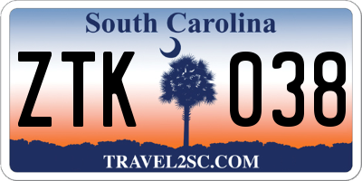 SC license plate ZTK038