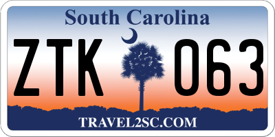 SC license plate ZTK063