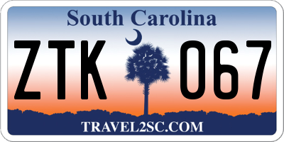 SC license plate ZTK067