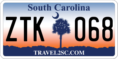 SC license plate ZTK068