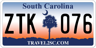 SC license plate ZTK076