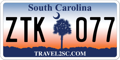 SC license plate ZTK077