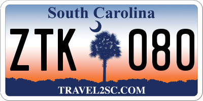 SC license plate ZTK080